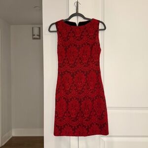 Alice + Olivia Red Lace Sleeveless Mini Dress